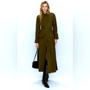 Massimo Dutti Khaki Midi Dress